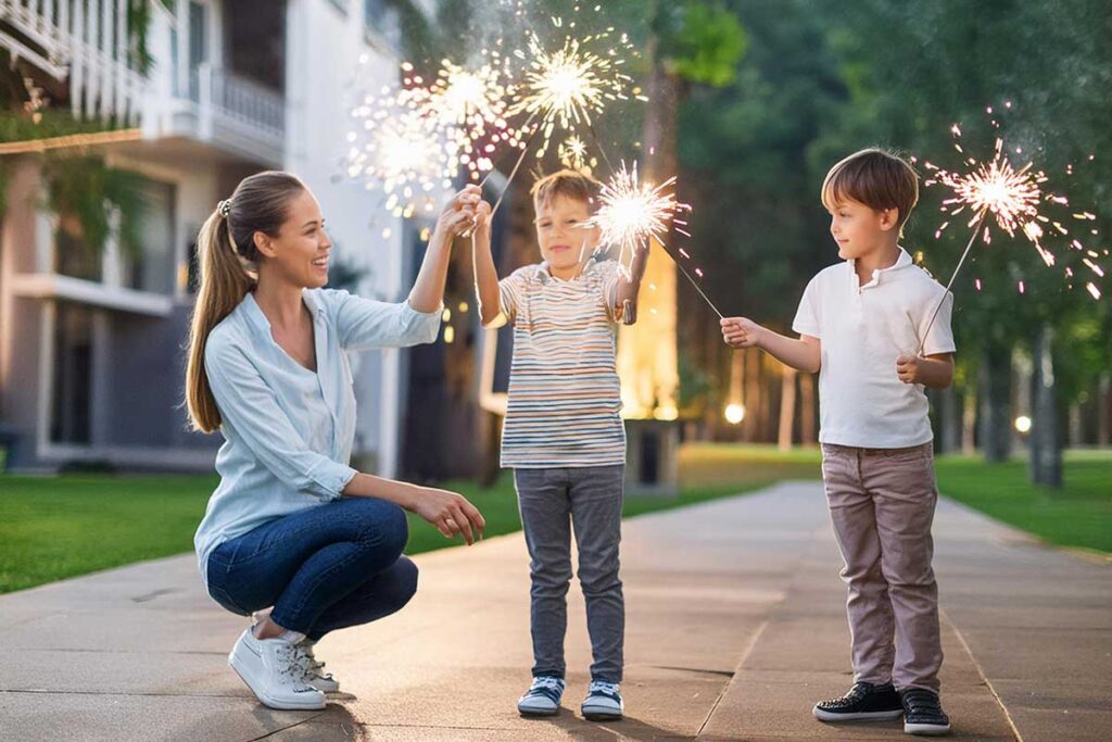 Kids Playing With Fireworks Parents