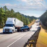 A semi truck crashes into a car, illustrating the key differences between truck accidents and other types of vehicle collisions.