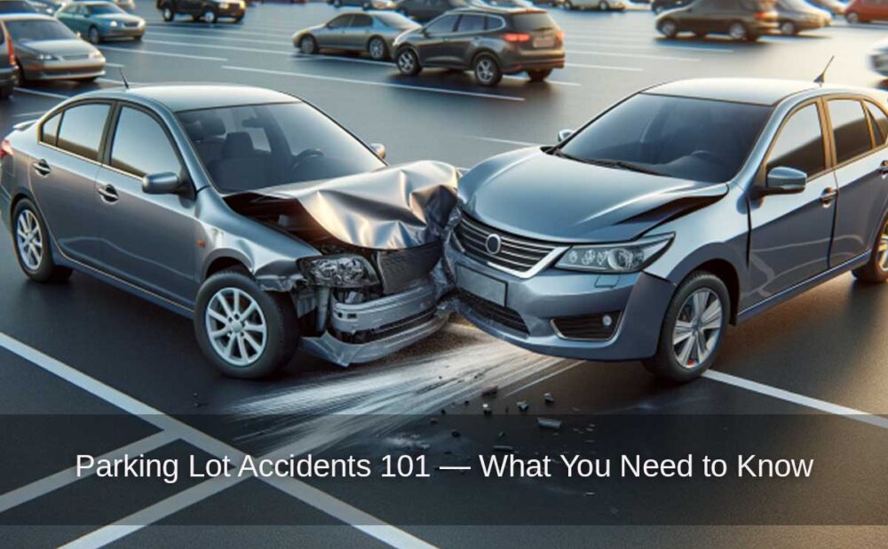 Two cars collide, showcasing what you need to know about parking lot accidents.