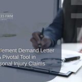 A man in a suit writes a settlement demand letter, an essential document for personal injury claims.