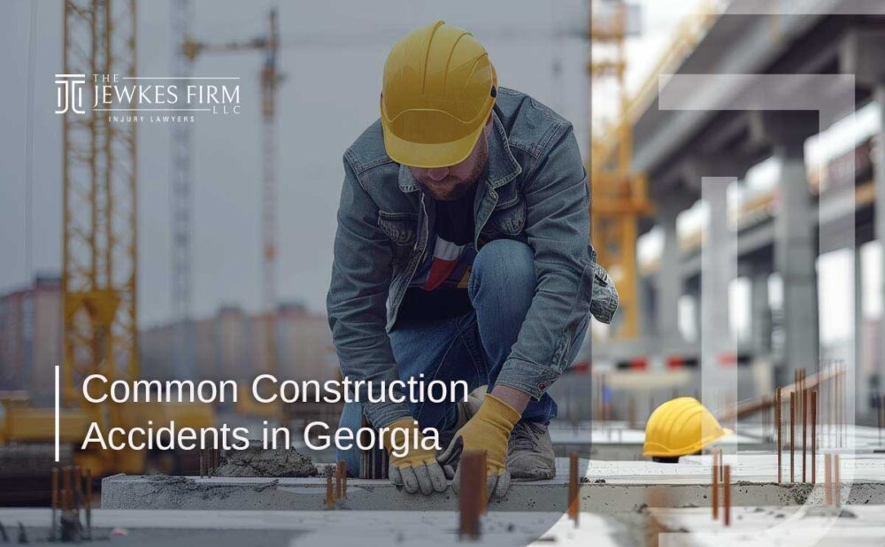 A construction worker wearing a hard hat, illustrating common construction accidents in Georgia.