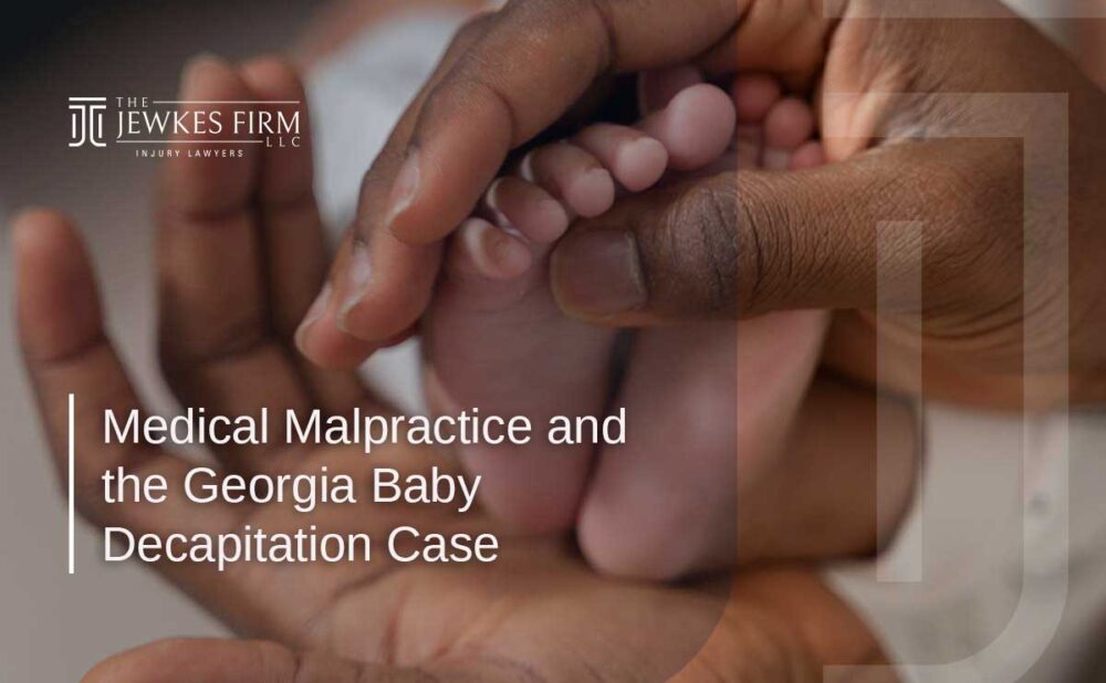 A close-up of a hand cradling a baby's foot, highlighting the fragility of life amid discussions of medical malpractice.