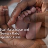 A close-up of a hand cradling a baby's foot, highlighting the fragility of life amid discussions of medical malpractice.