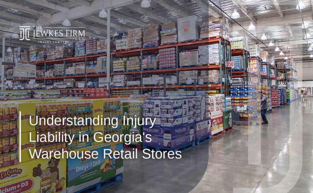 Inside view of a Georgia warehouse retail store, highlighting injury liability and retailer responsibilities.