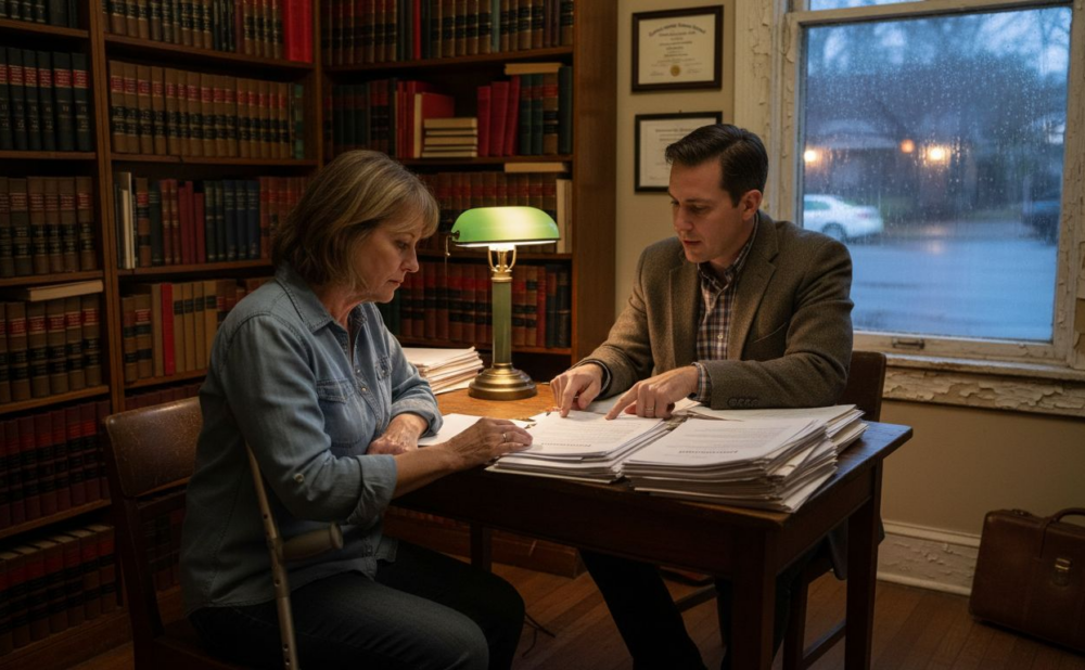 Georgia slip and fall victim with attorney in office