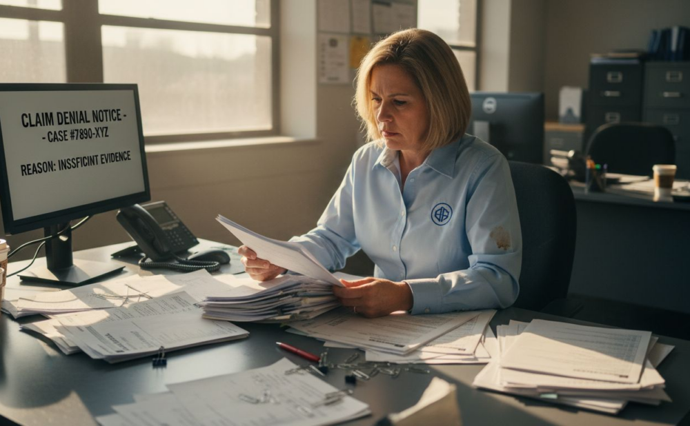 Claims adjuster reviews slip and fall claim