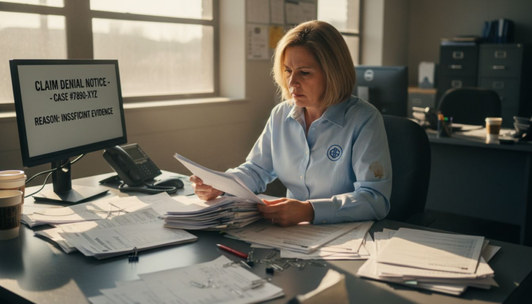 Claims adjuster reviews slip and fall claim