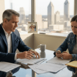 Lawyer and client reviewing accident papers