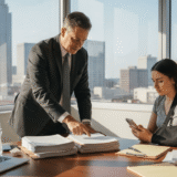 Personal injury lawyer consulting injured client