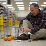 Injured man on grocery floor after slip