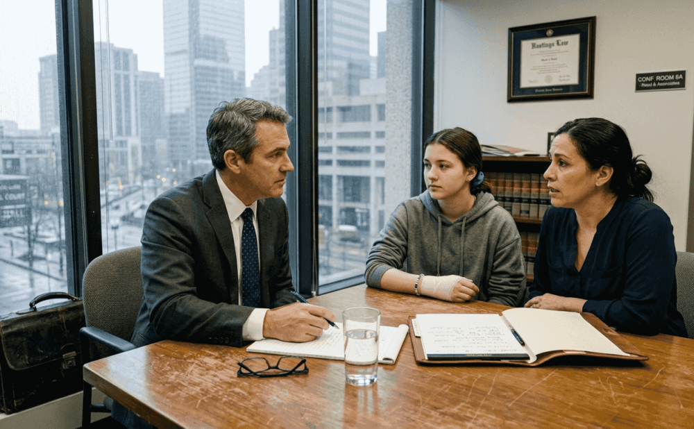 Attorney meeting accident victim and family