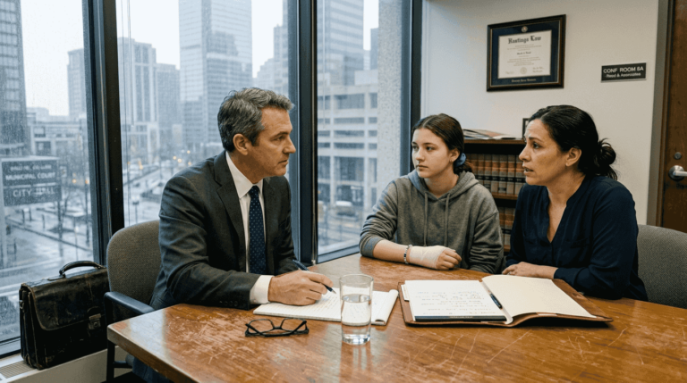 Attorney meeting accident victim and family