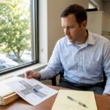 Insurance adjuster reviews auto accident claims