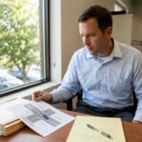 Insurance adjuster reviews auto accident claims