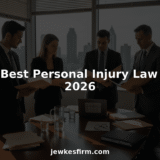 Attorneys meet in law office overlooking Atlanta