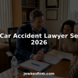 Attorney meeting with clients in law office