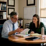 Attorney advising client about accident compensation