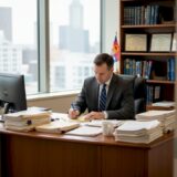 Attorney reviews accident reports in Atlanta office