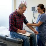 Man getting checked after car accident