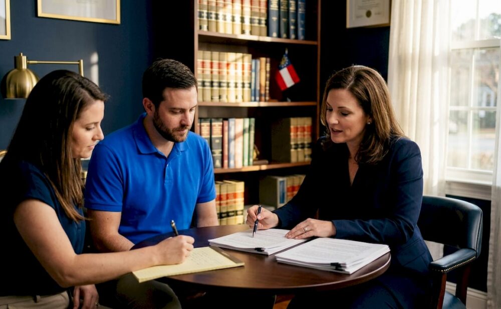 Family meeting attorney about legal documents