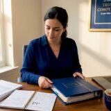 Paralegal organizing medical notes and records