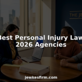 Attorney consulting clients in bright law office