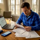 Victim reviewing accident claim documents