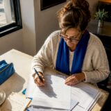Woman organizing personal injury checklist documents