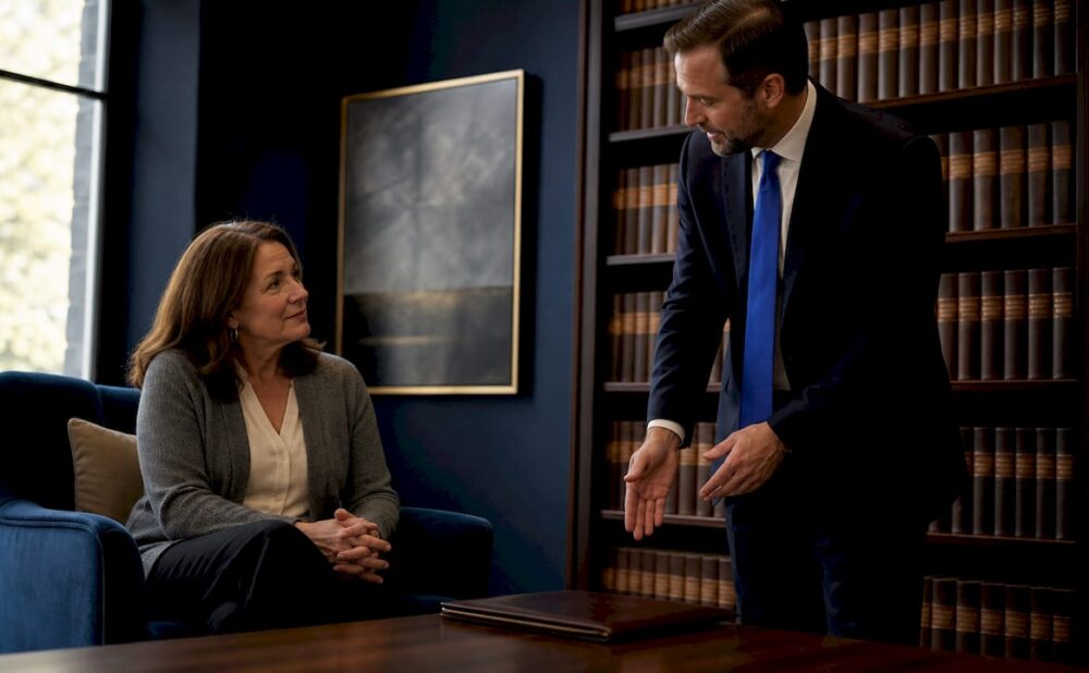 Client consulting attorney about medical claim
