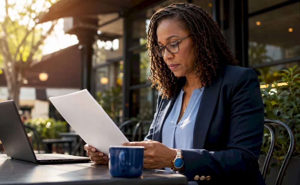 HR manager reviewing background check documents