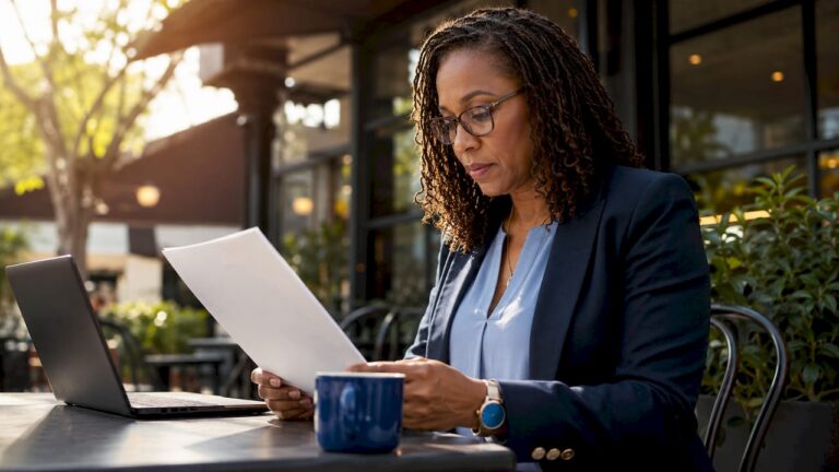 HR manager reviewing background check documents
