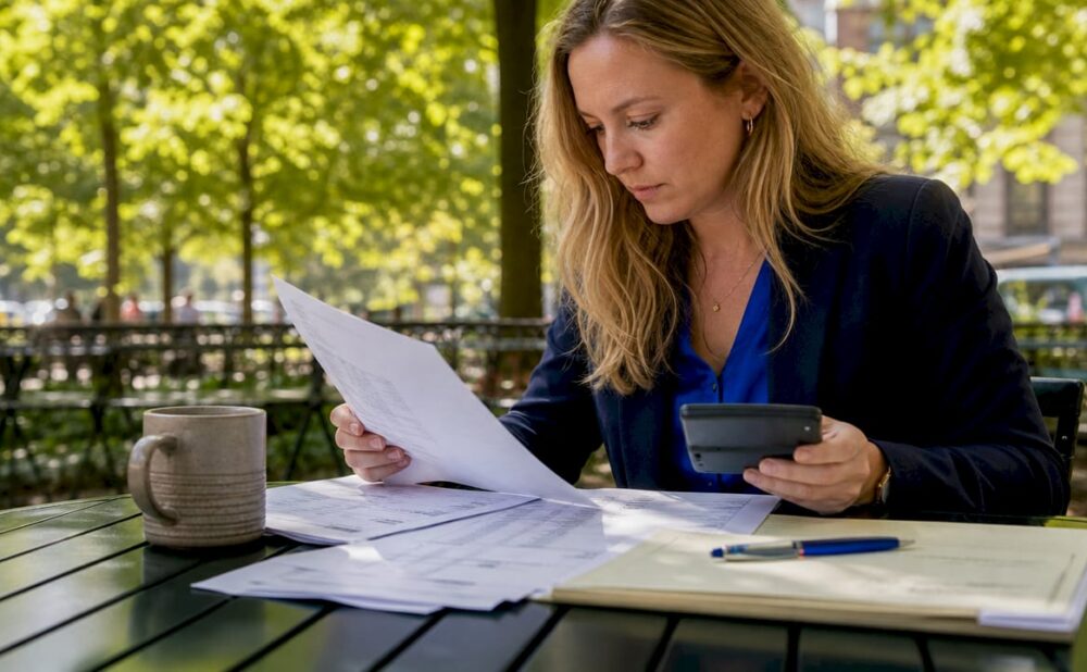 Legal assistant reviewing injury damages documents