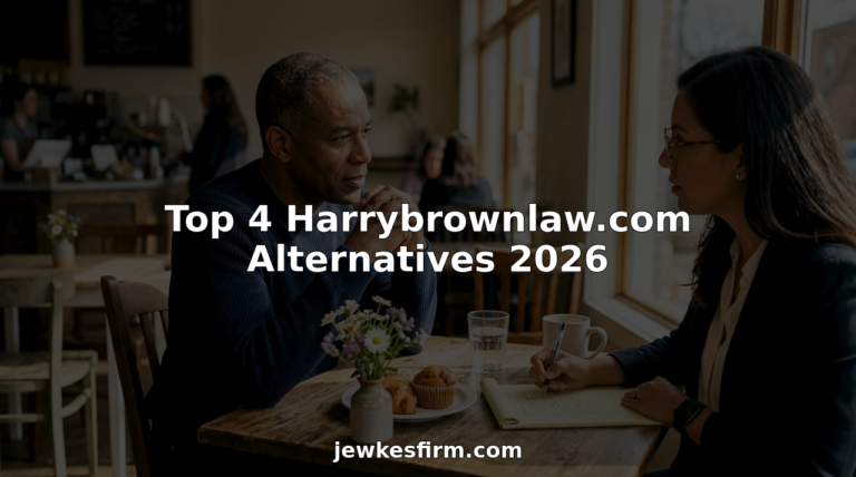 Client consulting injury law attorney in office