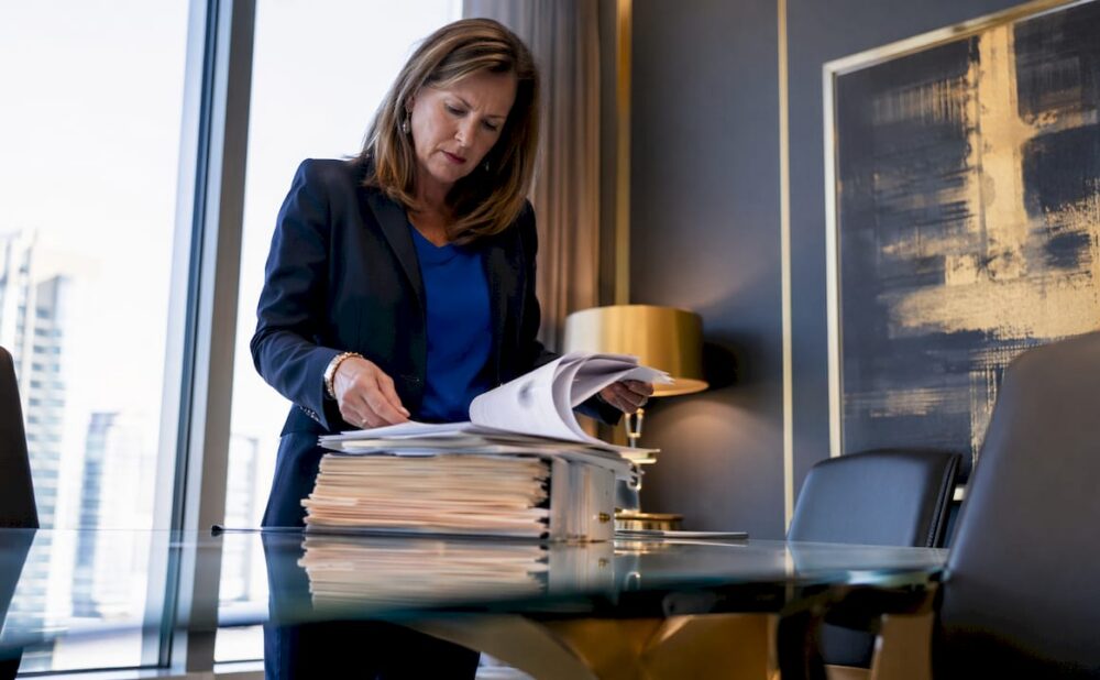 Attorney reviewing medical malpractice documents