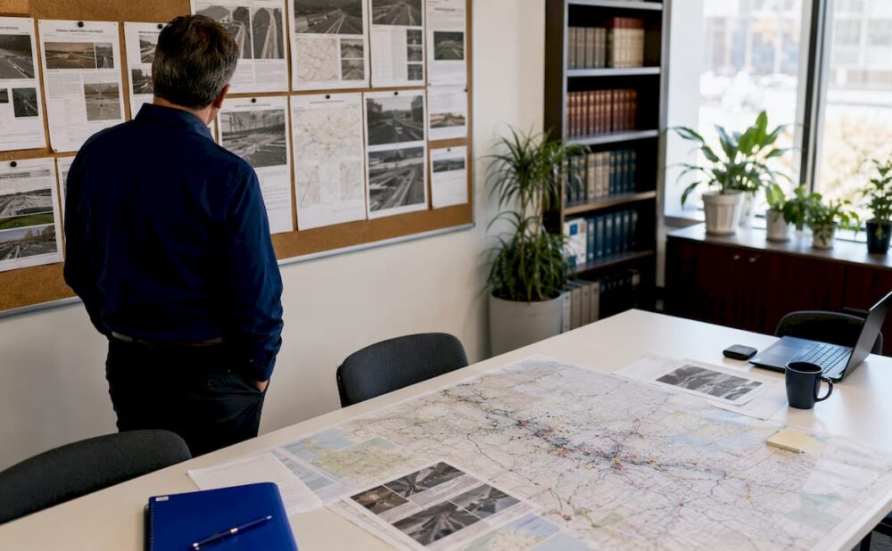 Man reviewing printed fatal accident reports