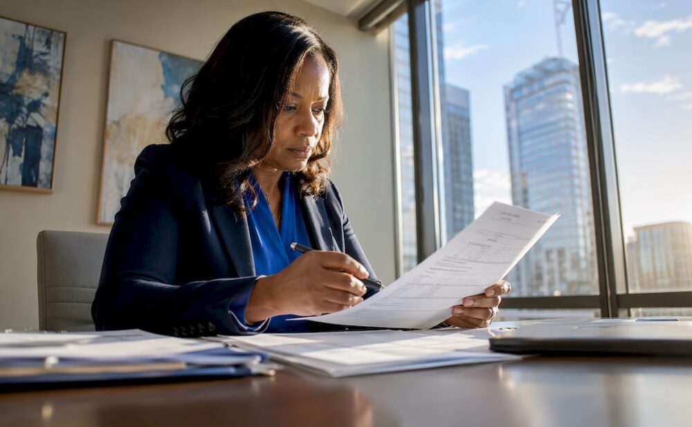 Attorney reviewing medical malpractice checklist