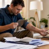 Man photographing medical injury at home table