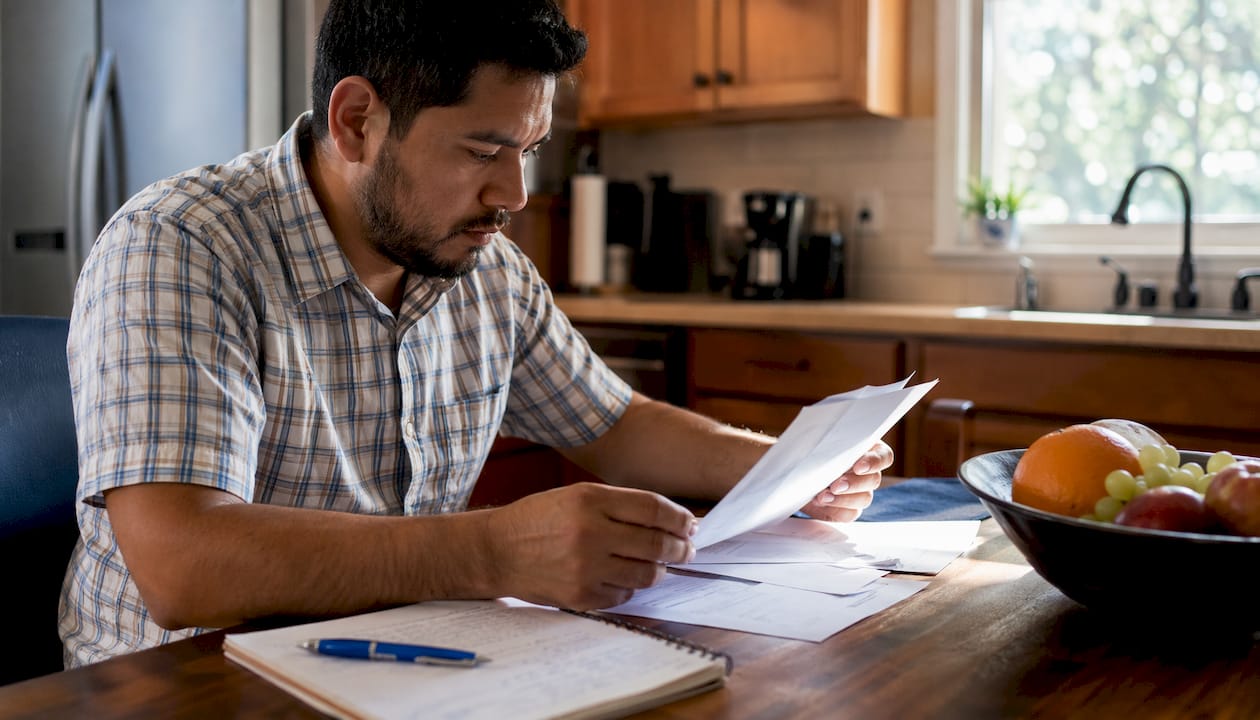 Man reviewing insurance claim papers