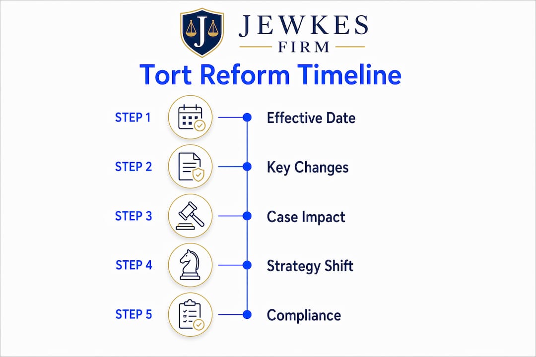 Infographic showing Georgia tort reform timeline steps