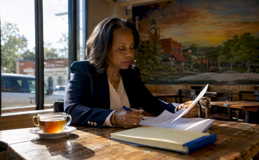 Legal consultant reviewing injury claim documents