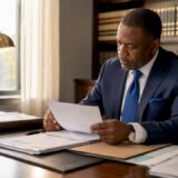 Lawyer reviewing slip and fall claim documents