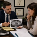 Georgia Medical Malpractice Attorney reviewing dental records with a client after a suspected case of dental malpractice.