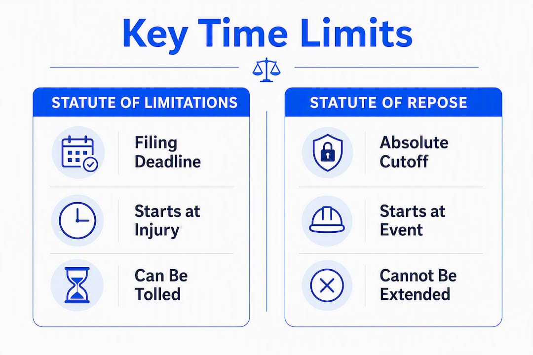 Infographic comparing statute of limitations and statute of repose