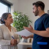 Patient and clinician discussing informed consent