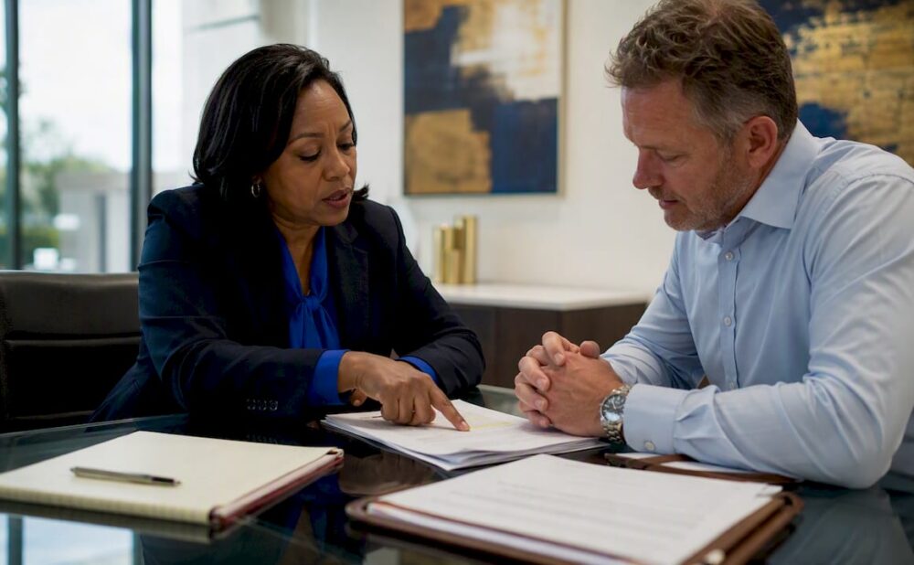 Attorney consulting client on punitive damages