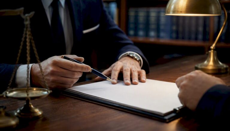 Lawyer explaining contingency fee contract