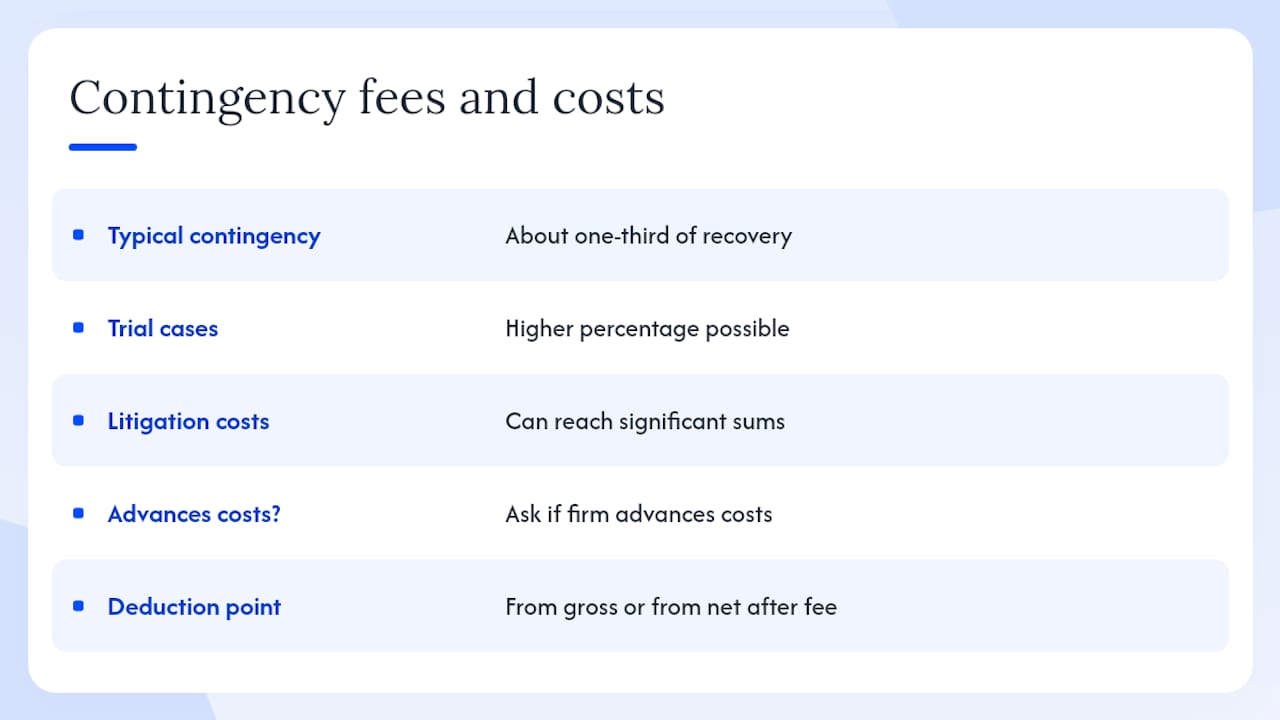 Diagram comparing trucking injury case fees and costs