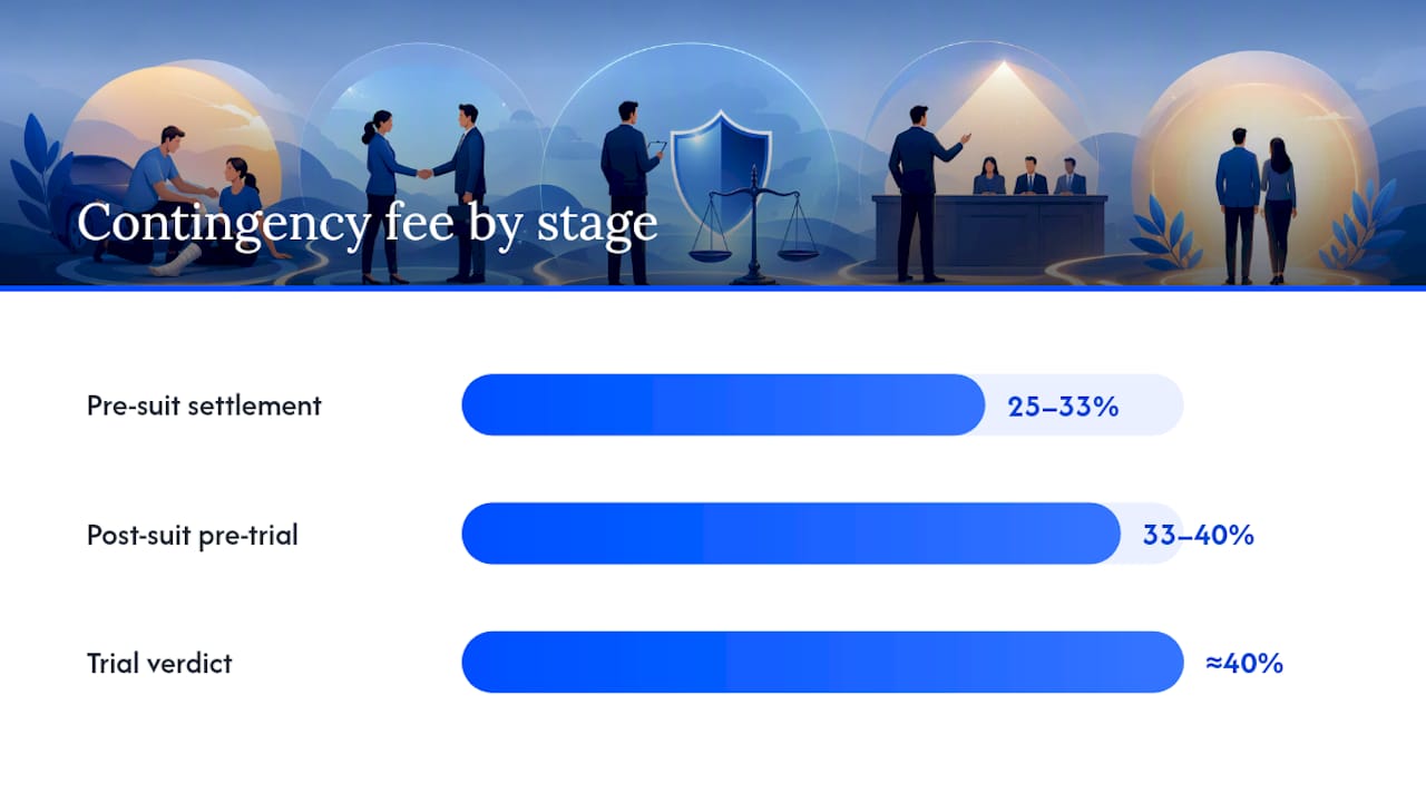 Contingency fee rates comparison by case stage