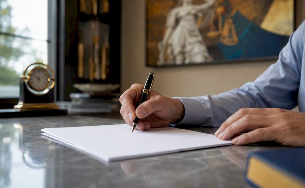 Client signing legal fee agreement