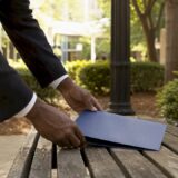 Hands placing legal folder on desk